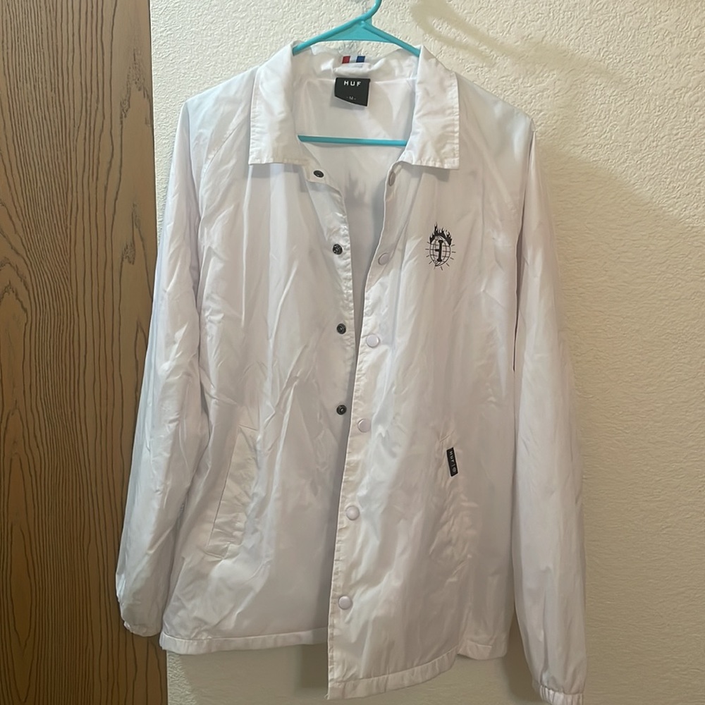 HUF Thrasher Huf World-wide White Wind Breaker Jacket Size Medium - Picture 3 of 9